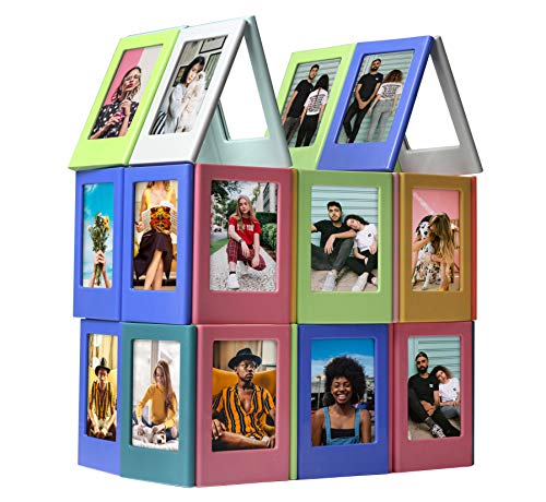 YUESUO Refrigerator Magnets for Polaroid Photos Multi-Shape Magnetic Picture Frame 3.3 x 2.16 inch Plastic Refrigerator Photo Insert Holder for Fridge Office Cabinet Locker 10 Pack