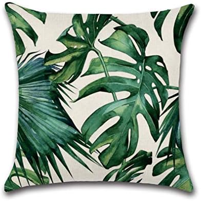 OUREIDOO Tropical Plants Palm Leaf Green Leaves Cushion Covers Cushion Cover Decorative Linen Pillow Case
