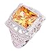 Psiroy 925 Sterling Silver Plated Simulated Morganite Filigree Art Deco Statement Ring Size 7
