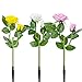 Anpro Solar Garden Rose Lights,3 Pack Waterproof Solar Lights with 6 Roses Lights Outdoor Garden Decorative, Waterproof with Stakes Decor for Garden Yard Party,Valentine's Day(White, Pink,Yellow)