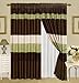 Modern Brown/SAGE/Beige Grommet Window Curtain/Drape Set with Sheer Backing 108-by-84-Inch Tall