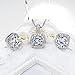 EleQueen 925 Sterling Silver Cubic Zirconia Bridal Pendant Necklace Earrings Jewlery Set Clear