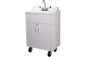 WATERWORKS CONCESSION Premier Portable Sink Hand Wash Station, Single Basin Hand Washing Station, Freestanding Portable Sink with Hot Water, Handwashing Stations, For Commercial, Outdoor, Food Trucks & Concession (White)