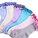 TeeHee Little Girls Cotton Double Ruffle Crew Socks 6 Pair (6-8 Years, Solid_Ruffle)