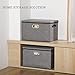 Seckon Foldable Storage Box with Lid [2-Pack] Linen Decorative Storage Bin Organizer with Lids - Home, Office Storage Containers with Removable Cover, Gray