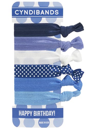 Cyndibands elastic hair ties - happy birthday indigo do…