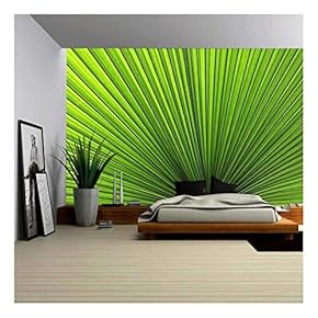Texture of Green Palm Leaf - Removable Wall Mural | Self-Adhesive Large Wallpaper - 66x96 inches