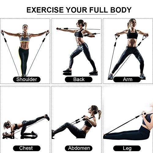 【2019 Newest】150LB Resistance Bands Set for Home Workouts, Physical Therapy - Exercise Bands with Handles, Door Anchor, Ankle Straps and Workout Guide - 100% Life Time Guarantee