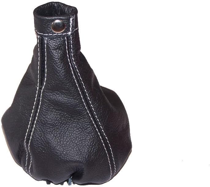 The Tuning-Shop Ltd For Alfa Romeo Mito 2008-2014 Shift Boot Black Italian Leather White Stitching