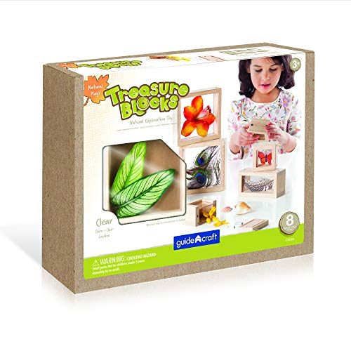 Guidecraft Treasure Blocks Clear Smooth Wooden Observation Stacking