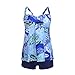 Dreaweet Women's Retro Plus Size Floral Patchwork Two Pieces Tankini Swimsuit Swimdress