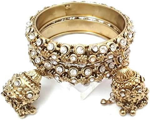 Mieeku Antique Jewellery Gold and Silver Plated Oxidised Traditional Bangle Set for Girls and Womens
