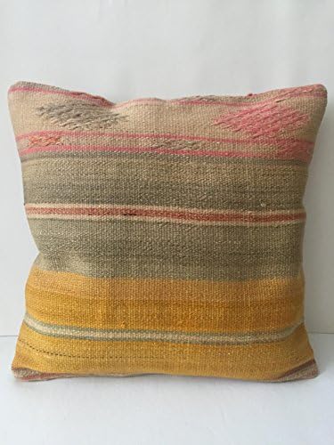 Kilim Pillow 16'' x 16'' Anatolian Turkish Cushion Cover (40cm x 40cm), sofa pillow, couch pillow, embroidered, handmade, kilim rug,