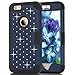 6S Plus Case, iPhone 6 Plus Case, iPhone 6S Plus Case, Speedup Diamond Studded Crystal Rhinestone 3 in 1 Bling Hybrid Shockproof Cover Silicone and Hard PC Case For iPhone 6/6S Plus (Navy Black)