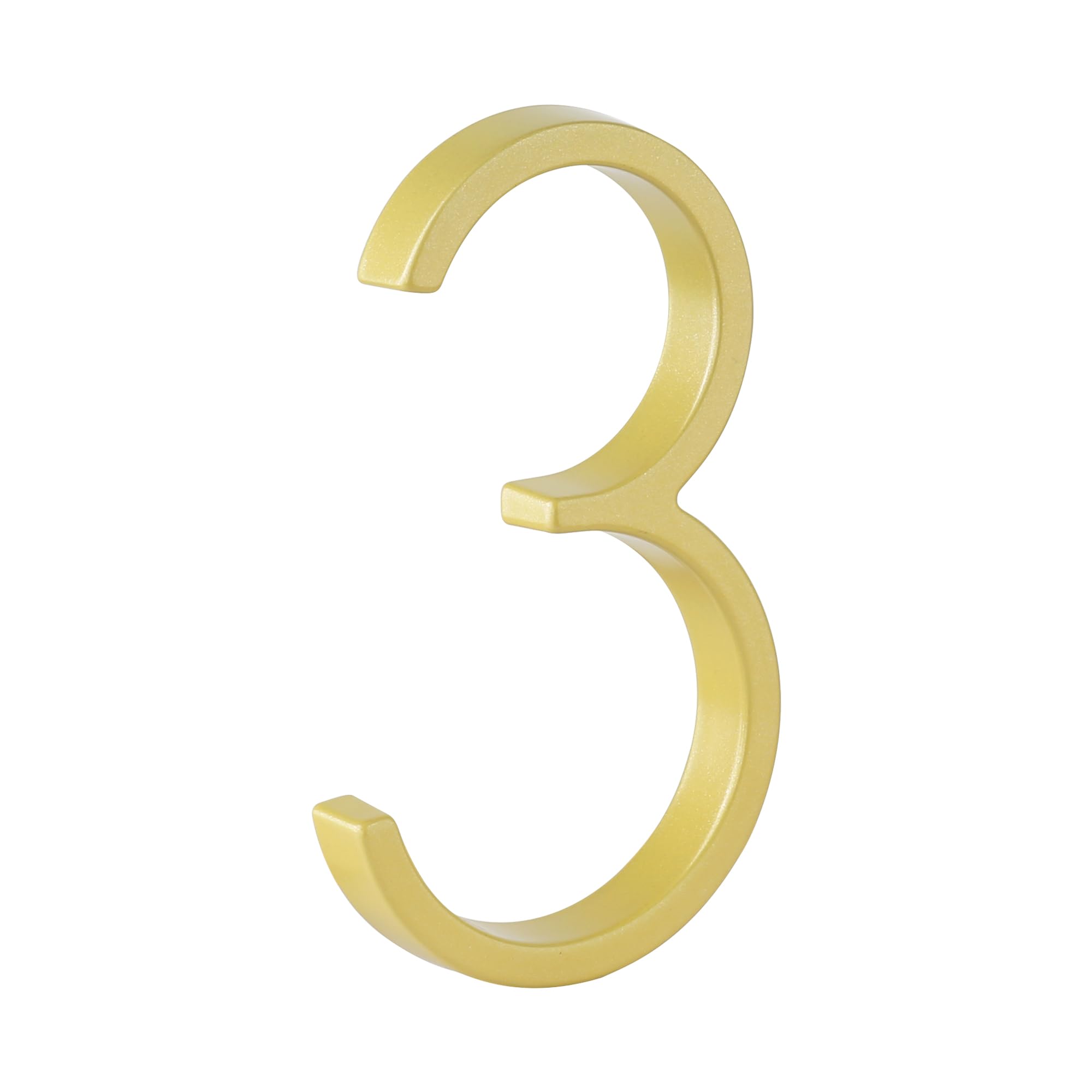 HASWARE Floating House Number Sign: 5 inch Modern Door Signage - Striking for Street Home Address Numerals (3, Golden)