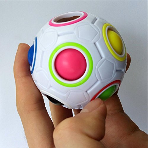 Livoty Luminous Stress Reliever Magic Rainbow Ball Fun Cube Fidget Puzzle Education Toy (White)