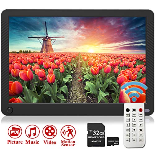 Digital Photo Frame, Videosky 10.1 inch Motion Sensor Digital Picture Frame with 1920×1080 IPS Screen Support Breakpoint Play, Music, 1080P Video, Auto Power On/Off, SD Card and USB