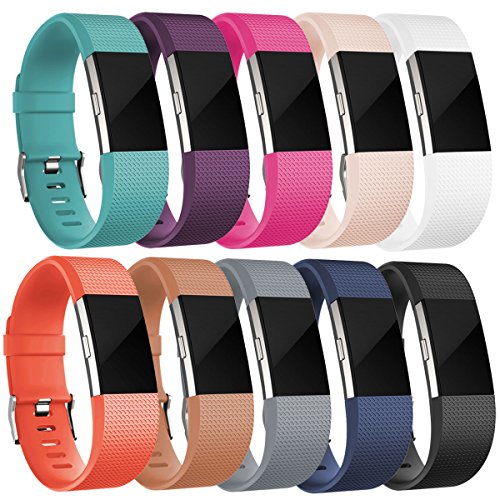 For Fitbit Charge 2 HR, 10-Pack Bands, Replacement Accessories for Fitbit Charge 2 HR, Small