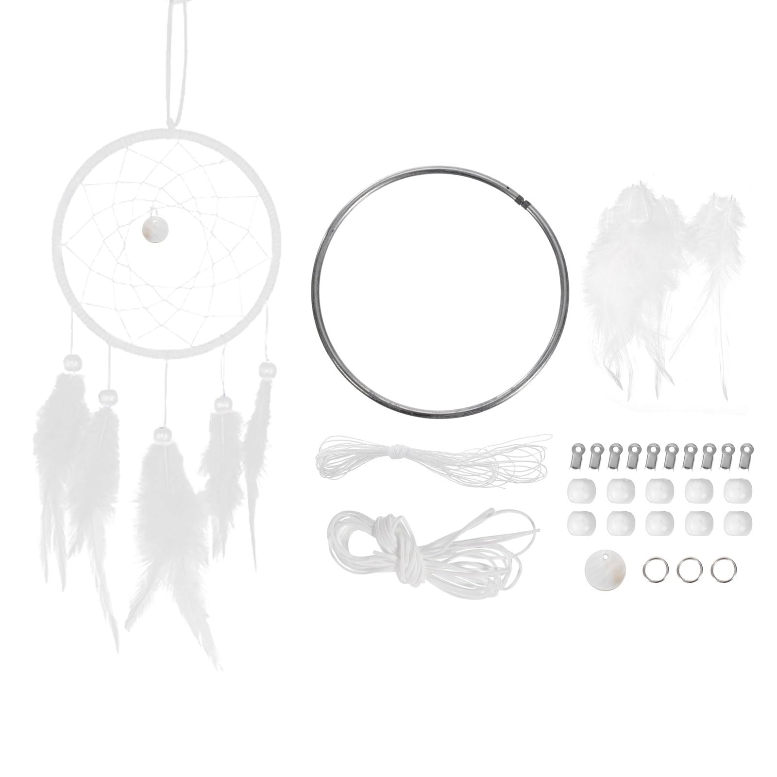 PATIKIL DIY Dream Catcher Kit, Making Dream Catcher Supplies Wall Hanging Handmade Dream Catcher Kits for Beginner Style 3, White — image 1