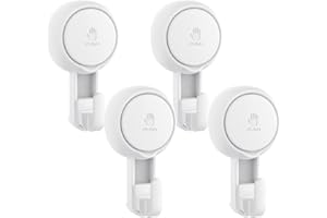 Elegear Suction Cup Shower Hooks for Loofah, Robe, Towel, Heavy Duty (4-Pack) Waterproof , Reusable Vacuum Suction Hooks for Bathroom Kitchen