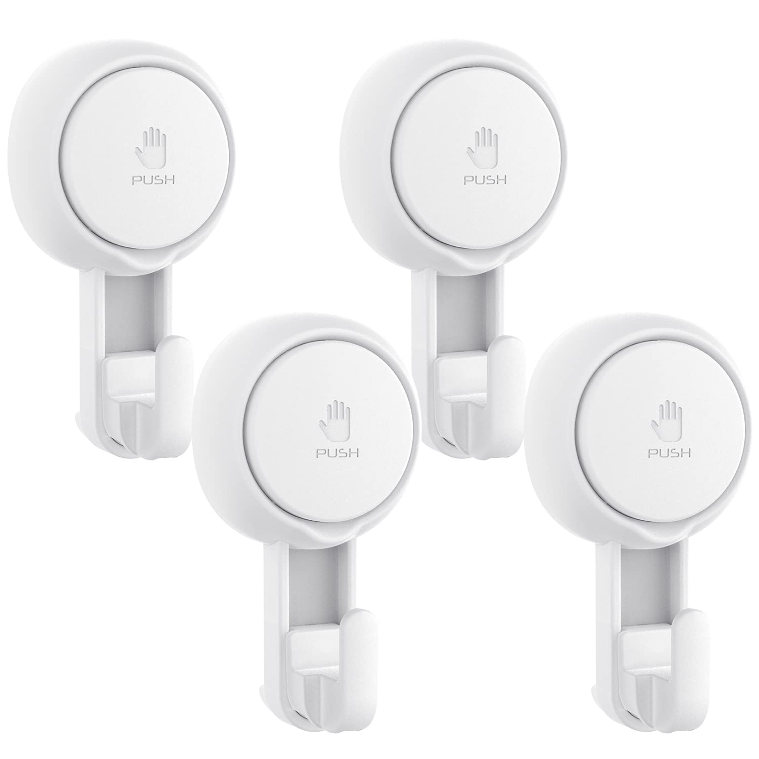 Photo 1 of Elegear Suction Cup Shower Hooks for Loofah, Robe, Towel, Heavy Duty (4-Pack) Waterproof , Reusable Vacuum Suction Hooks for Bathroom Kitchen