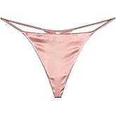 FEELITS 22 Momme 100% Mulberry Silk Thong for Women - Double-Layer Silk G-String Panties, Sexy One-Piece T-back for Gym