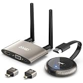 TIMBOOTECH HDMI Wireless Transmitter and Receiver 4K, Dual Screens HDMI/VGA | Live Casting 5G Video/Audio for Laptop, Cable Box, Camera, Blu-ray, DVD, Phone, Netfix to Monitor, Projector, HDTV 165FT/50M
