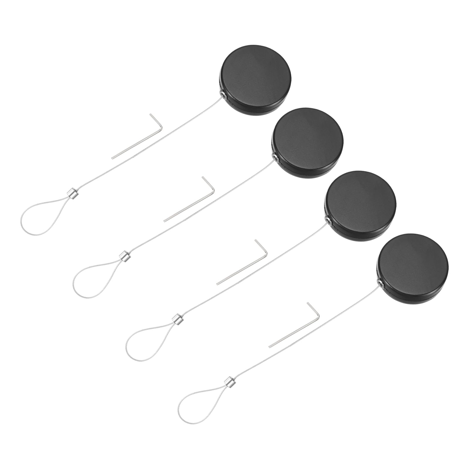 Photo 1 of MECCANIXITY 3.3ft Retractable Cable Lock with Latch Remote Control Security Lock with Adjustable Cord Tether Anti Theft for Laptop, TV, 150 G, Black, 4 Pack