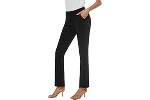 iChosy Women's Pull On Barely Bootcut Stretch Dress Pants