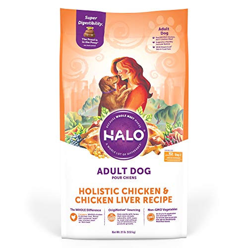 Halo Dog Food, Adult Dry Dog Food, High Protein, Chicken & Liver 21