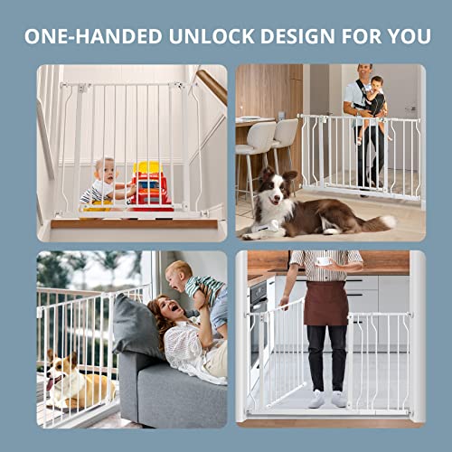 Easy Install Baby Gate,46" Dog Gates Safety Extra Wide fit Stairs and