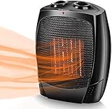 Space Heaters for Indoor Use, Up to 190 sqft, 1500W/1000W/Fan, Portable Electric Heater, Tip-Over & Overheat Shut-off, Adjustable Thermostat, Quiet, 3s Fast Heating, Ceramic Heater for Home & Office