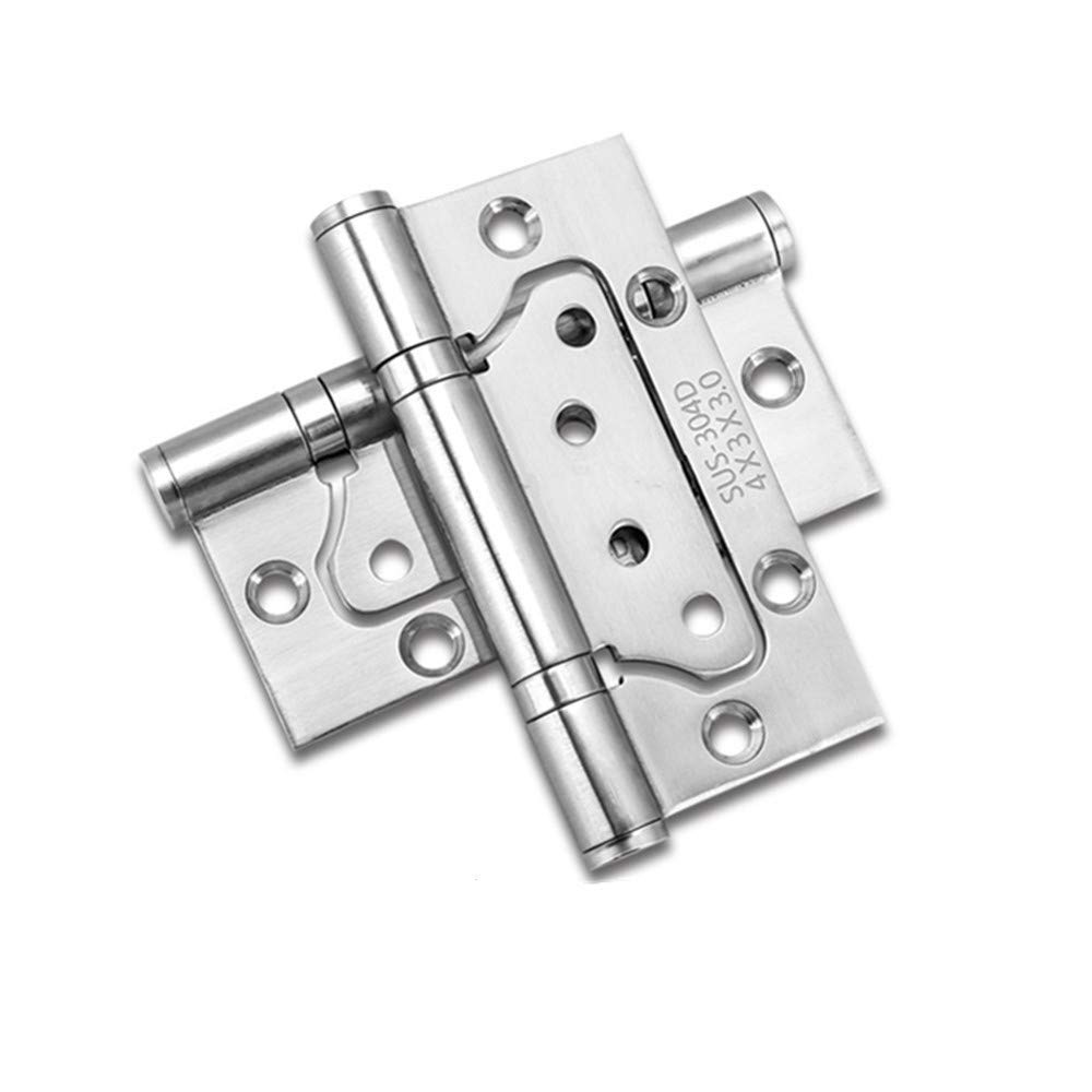 Child-Parent Hinge Thickening Non-Mortise Door Hinges - Easy to Install, 4" × 3" Stainless Steel Door Hinges Smooth Movement and Heavy Duty, Silver (Pack of 2)