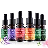Aromatherapy Essential Oils COOSA Top 6 Aroma Oils Best Gift Set Unique Dropper Design Bottle Tea Tree Oil, Peppermint Oil, Lemon Oil, Lavender Oil, Sweet Orange Oil, Rose Oil 10ml