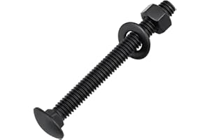 EASTLO 1/4-20 x 2-1/2" (12 Sets) Carriage Bolts Black, 304 (18/8) Stainless Steel Carriage Screws with Hex Nuts and Flat Washers, Square Neck Round Dome Head, Coarse Thread
