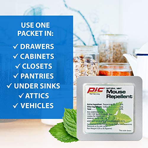PIC Natural Mint Mouse Repellent (3-Pack), Effective Rodent Control Solution, Non-Toxic Mouse Deterrent, Mint Scented Mice Repellent, 180 Day Supply of Rodent Repellent for Cars & Homes, Rat Repellent - Thumbnail 5