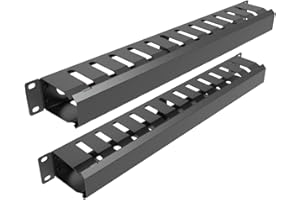 Jingchengmei 2 Pack of All Metal 1U Cable Management Horizontal Rack Mount Cable Manager with 12 Big Finger Slots for 19-inch