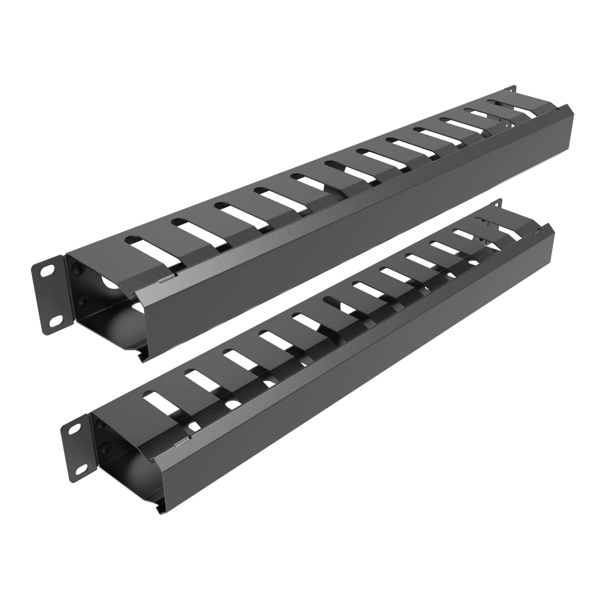Jingchengmei 2 Pack of All Metal 1U Cable Management Horizontal Rack Mount Cable Manager with 12 Big Finger Slots for 19-inch Server Rack or Cabinet