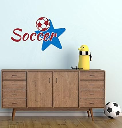 Amazon Com Bedroom Decor Soccer With Star Sports Vinyl Wall