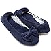 ULTRAIDEAS Women's Comfort Memory Foam Ballerina Slippers Breathable Knitted & Stretchable Terry Lining Slippers Anti-Skid House Indoor Shoes (Medium / 7-8 B(M) US, Navy Blue)