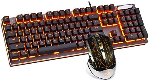 Bohoo A8 Mechanical Feeling Keyboard Gaming Mouse Combo 104 Keys Backlit USB Wired Keyboards and 6 Button Mouse for Computer and Game