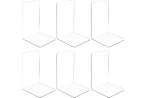 SOKOSEY 6 Pieces Book Ends, Clear Acrylic Bookends for Shelves, Heavy Duty Book Holders, Non Skid Decorative Bookends for School, Library, Bedroom, Office (7.28 x 4.7 x 4.7in)