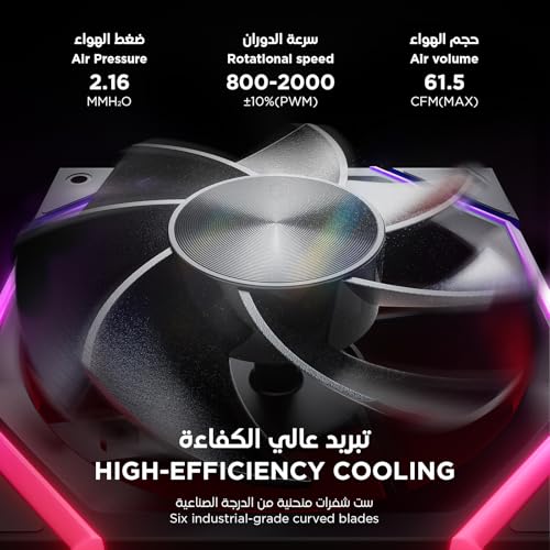 AsiaHorse Nyota ARGB PC Case Fan 120MM [3 Packs] [Reverse] [HDB] 2000RPM/ 61.5CFM/ 50,000 Hours Working Life Nyota-A12-Black-3PACK-R
