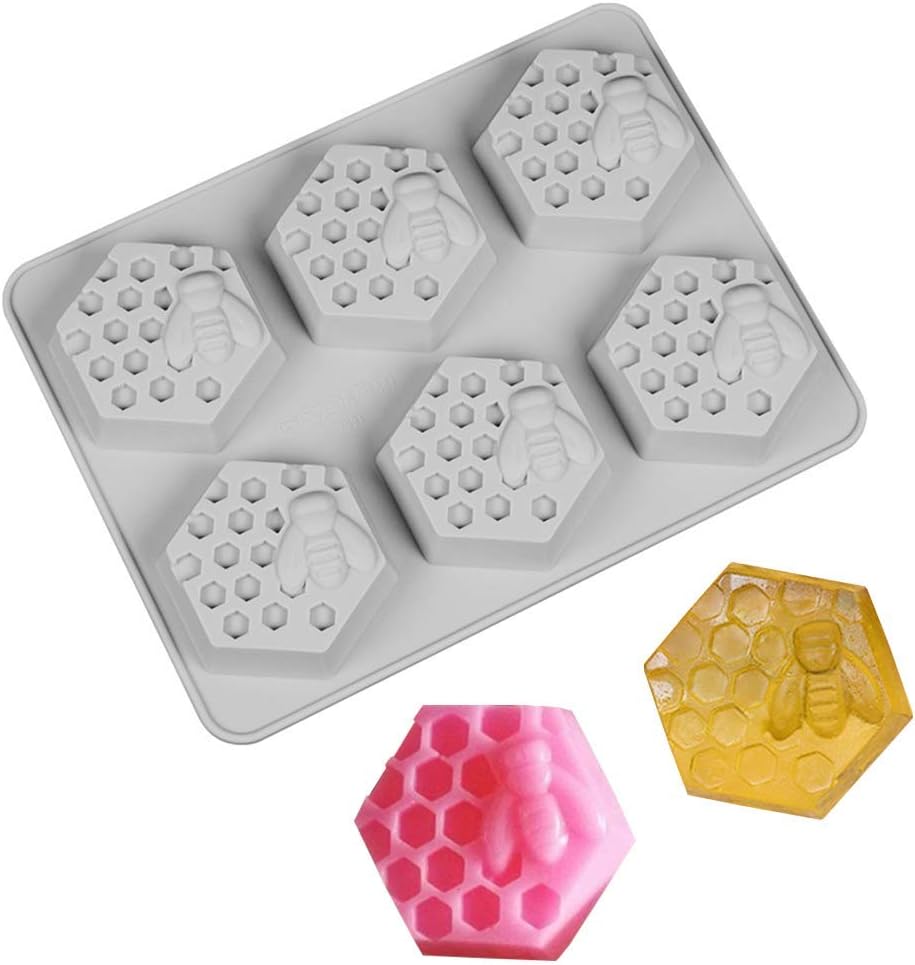 ESA Supplies Honeycomb Soap Molds Silicone Bee Soap Molds for Soap Making Silicon Cake Mold Baking Pan Dessert Pan 6 Holes