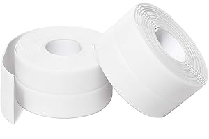LMHOME Caulk Tape Strip,Tub Caulking Tape 2Pack Self-Adhesive Waterproof Sealing Tape for Kitchen Countertop Bathroom Shower Toilet Sink Gas Stove Wall Corner 1-1/2" x 11'White