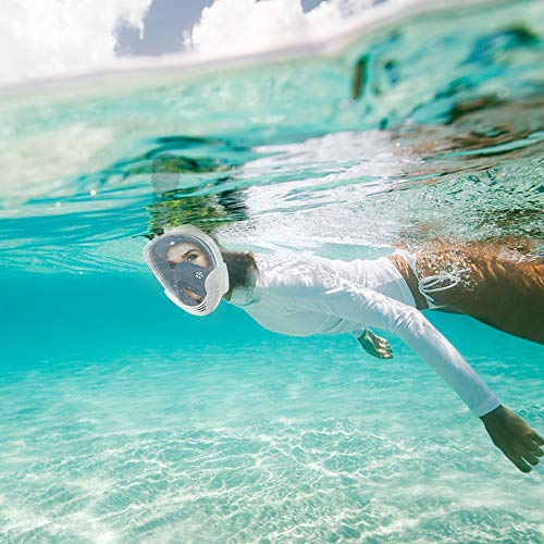EVOLAND Snorkel Mask Full Face for Kids Youth, Diving Snorkeling Mask Anti-Fog Set with 180° View, GoPro Mount, Easy Breath Dry Top Design, Adjustable Head Straps - Thumbnail 4