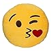 Wink Blow Heart Kiss Emoji Pillow 12.5 Inch Large Yellow Smiley Emoticon