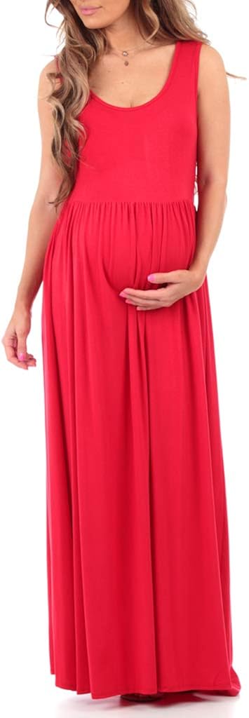 Women's Ruched Sleeveless Maternity Dress in Regular and Plus Sizes - Made in USA at  Women’s Clothing store