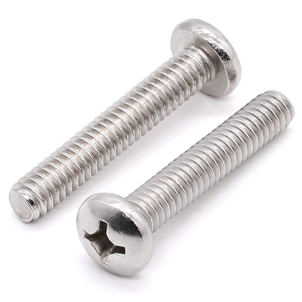 M5-0.8 x 35mm (40 pcs) Pan Head Machine Screws, 304 Stainless Steel 18/46, Full Thread, TV Screws, Connection Bolts, Round Head Phillps Drive