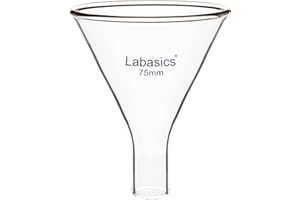 Labasics Glass Powder Funnel, Heavy Wall Borosilicate Glass Short Stem Funnel with 75 mm Top Diameter and 31 mm Stem Height
